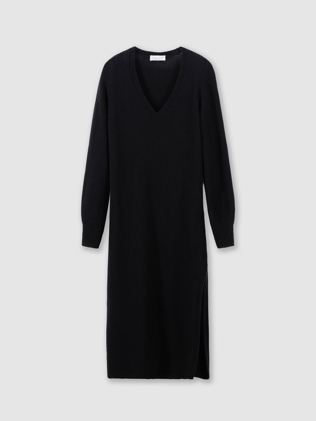 Abito con scollo a V in lana merino e cashmere