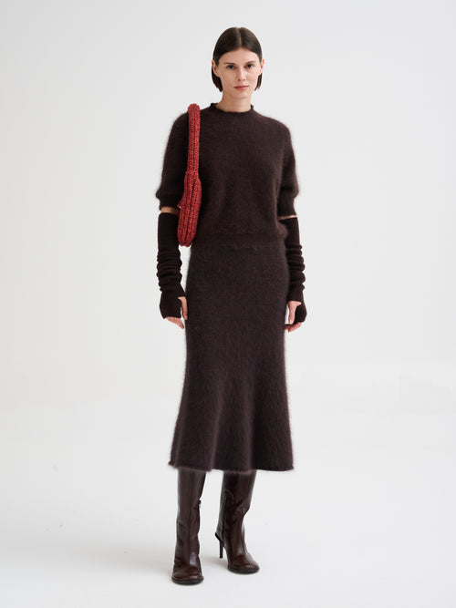 Manicotti lunghi in cashmere e seta