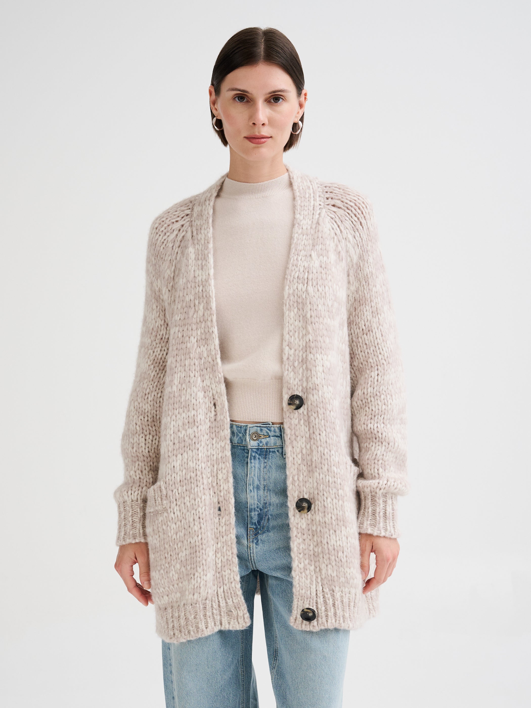 Cardigan mouliné a maglia grossa