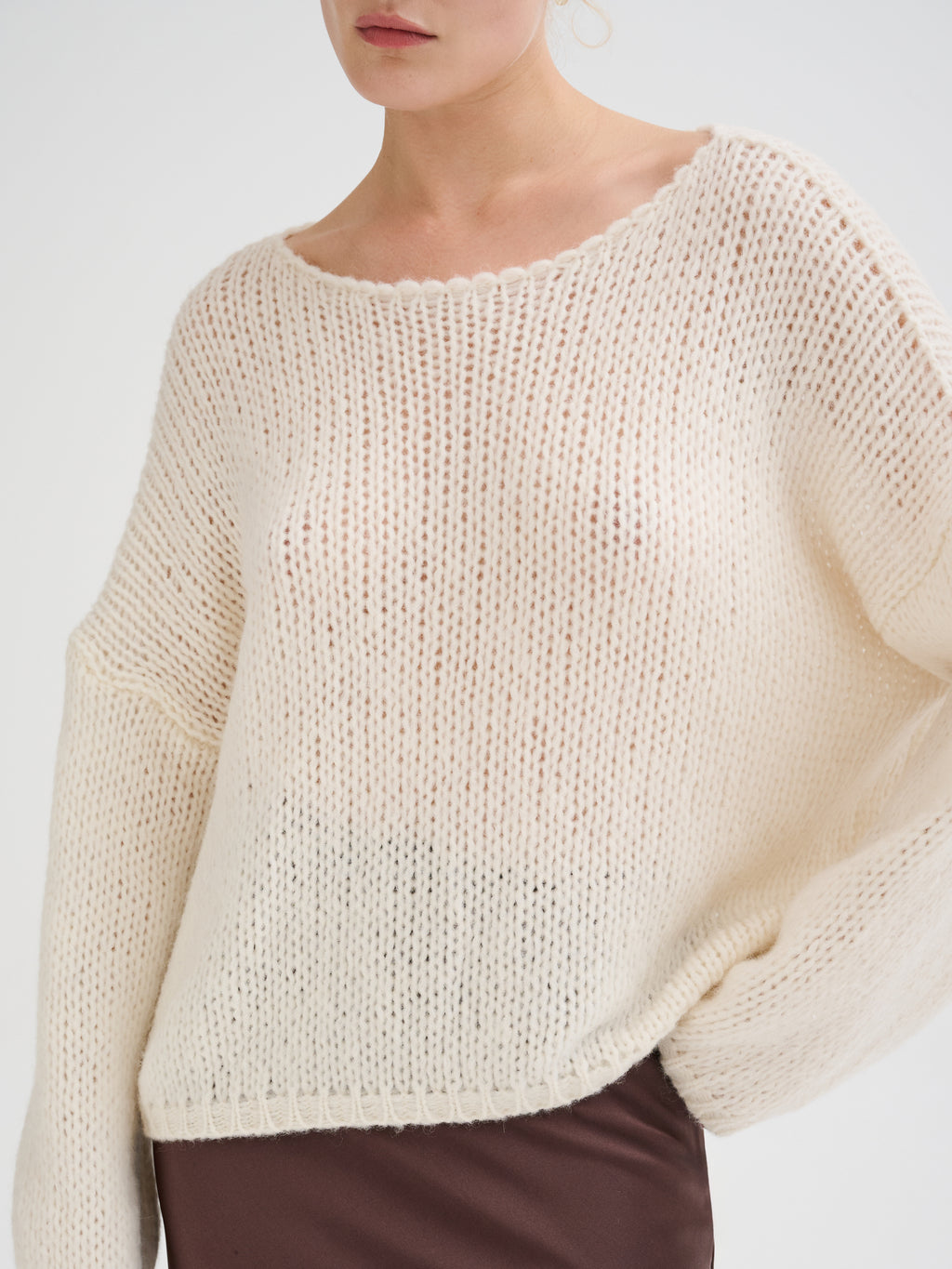 Maglia con scollo a barca in baby alpaca