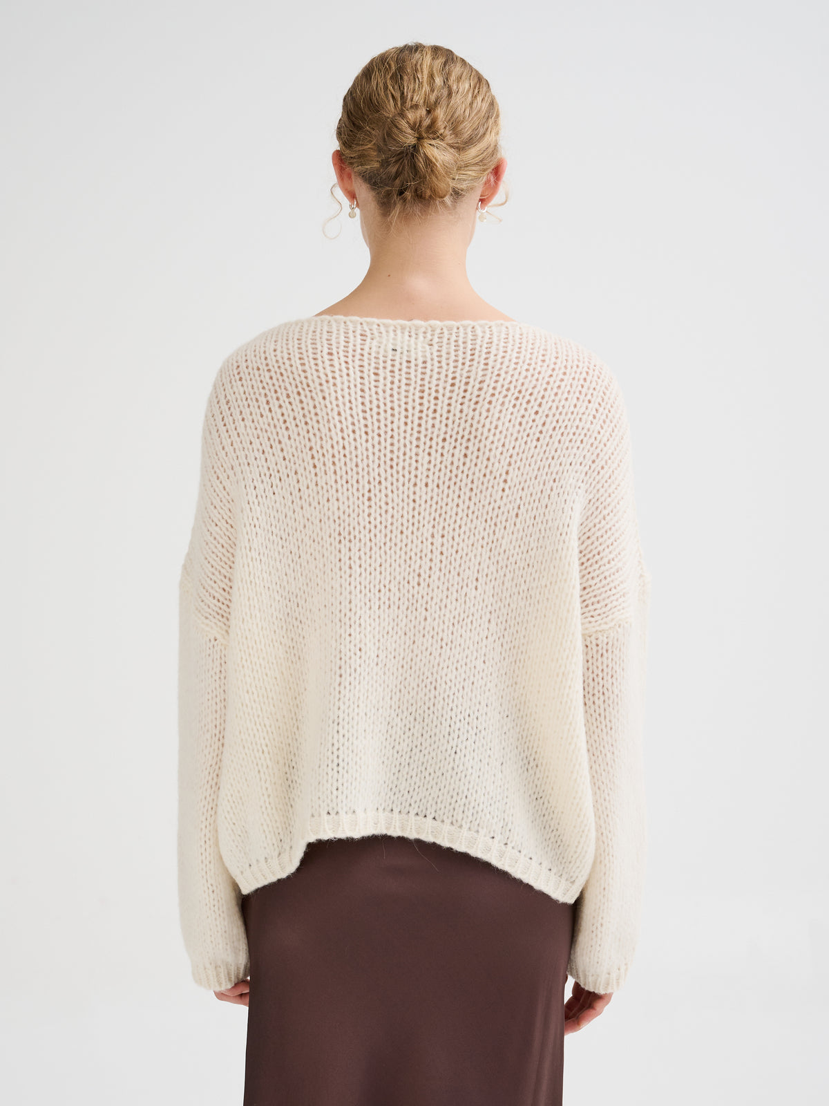 Maglia con scollo a barca in baby alpaca