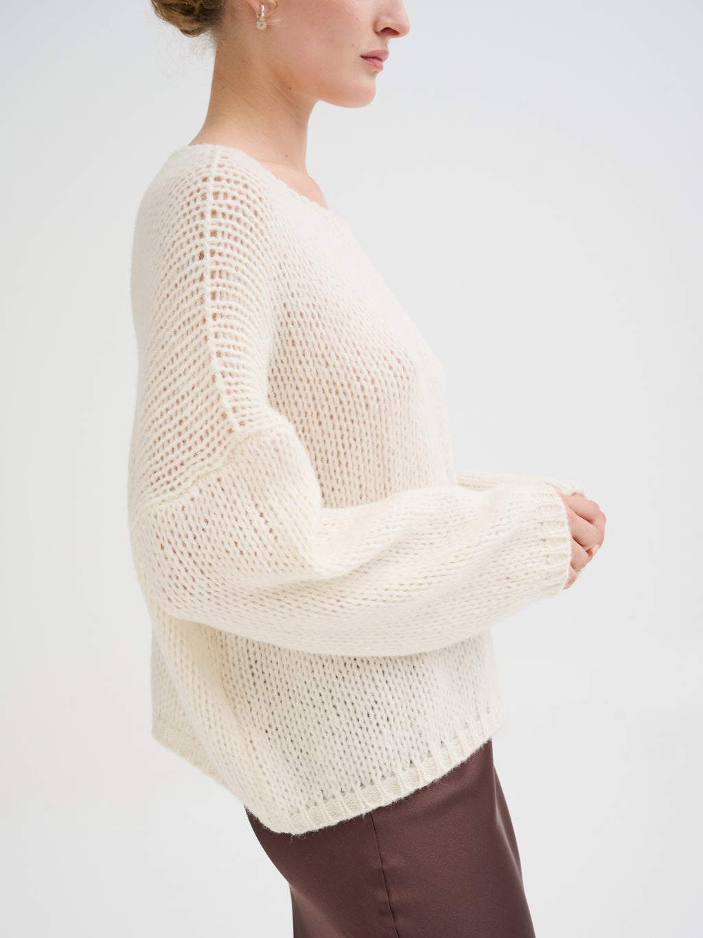 Maglia con scollo a barca in baby alpaca