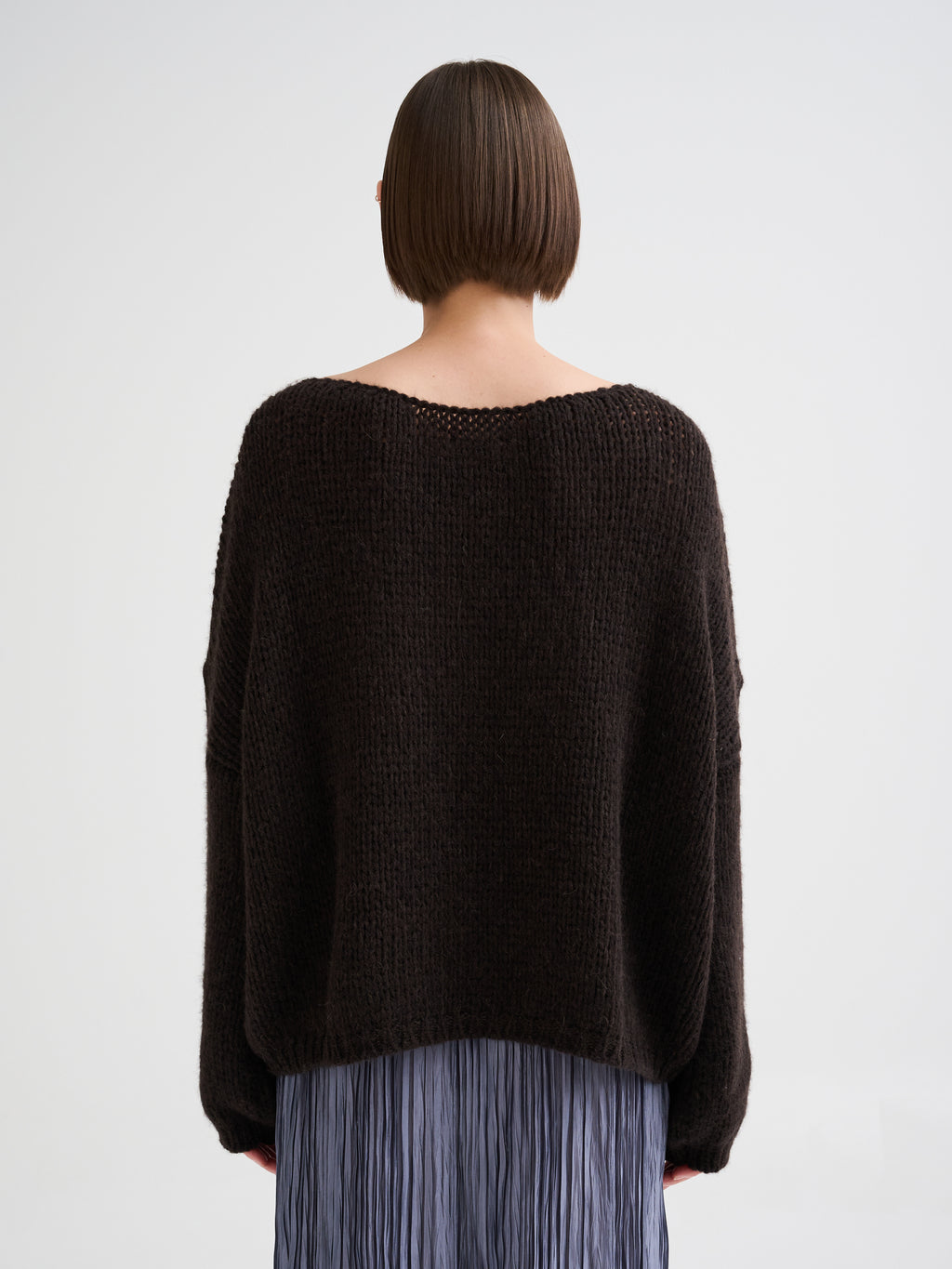 Maglia con scollo a barca in baby alpaca
