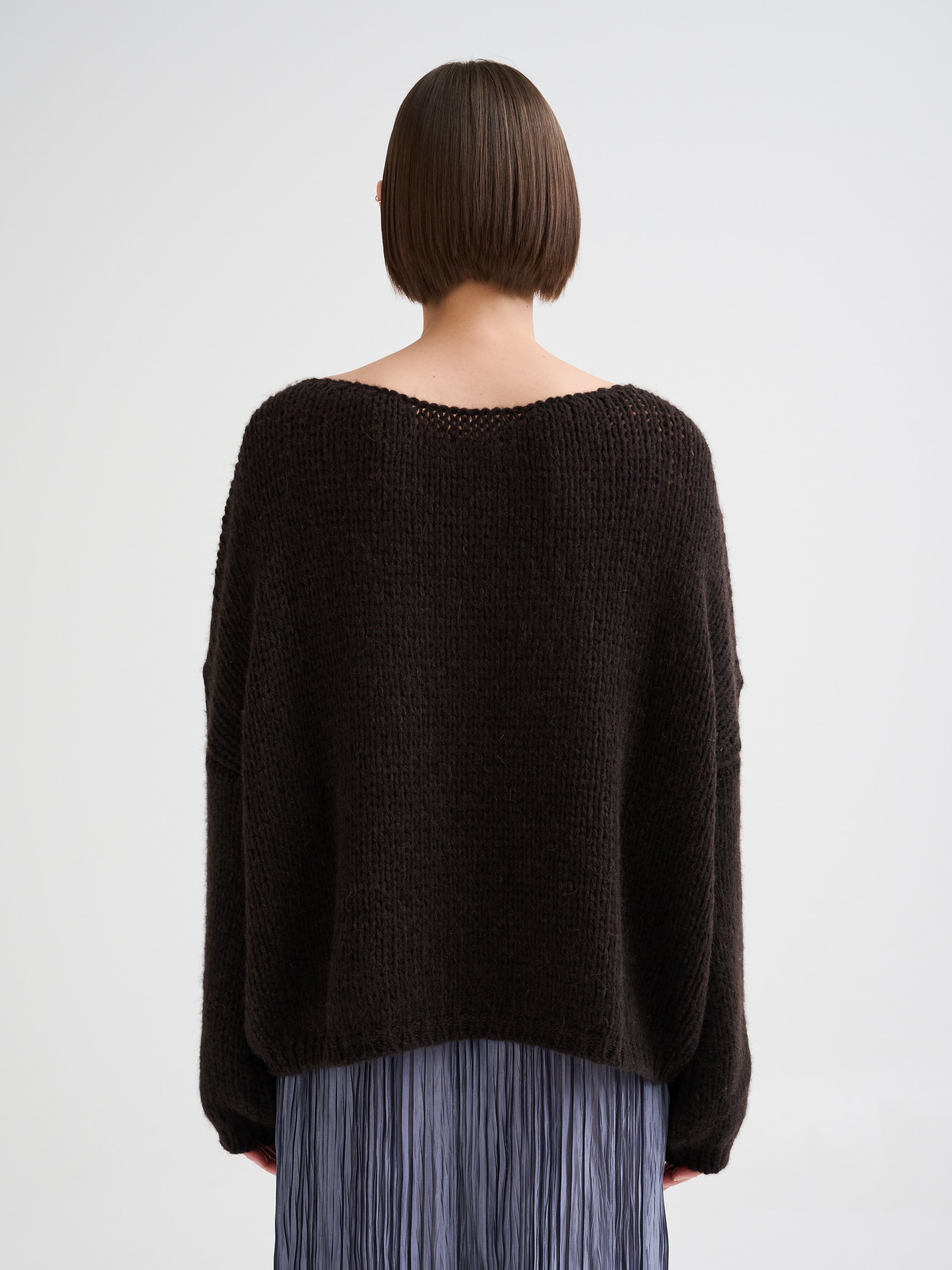 Maglia con scollo a barca in baby alpaca