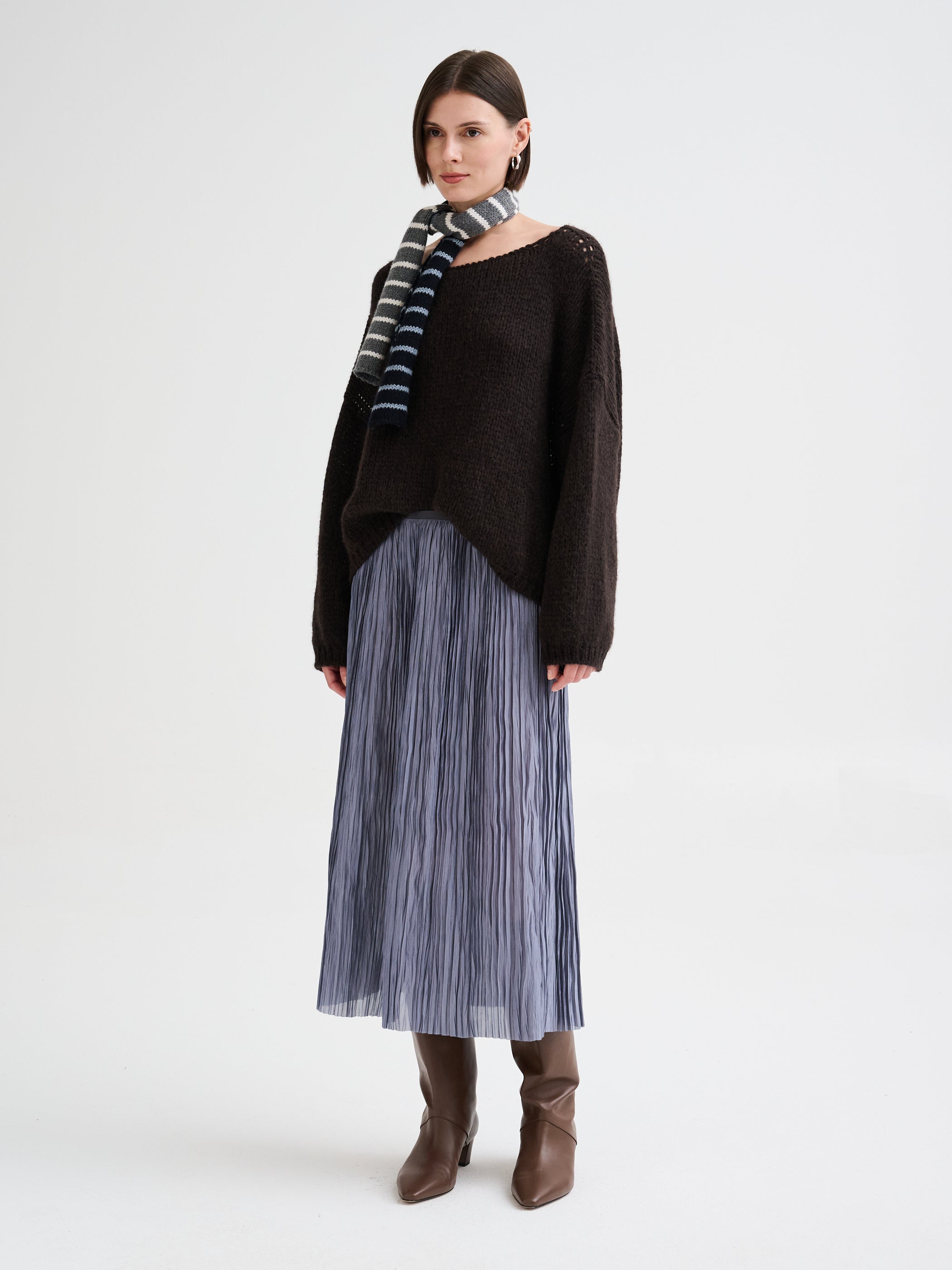 Maglia con scollo a barca in baby alpaca