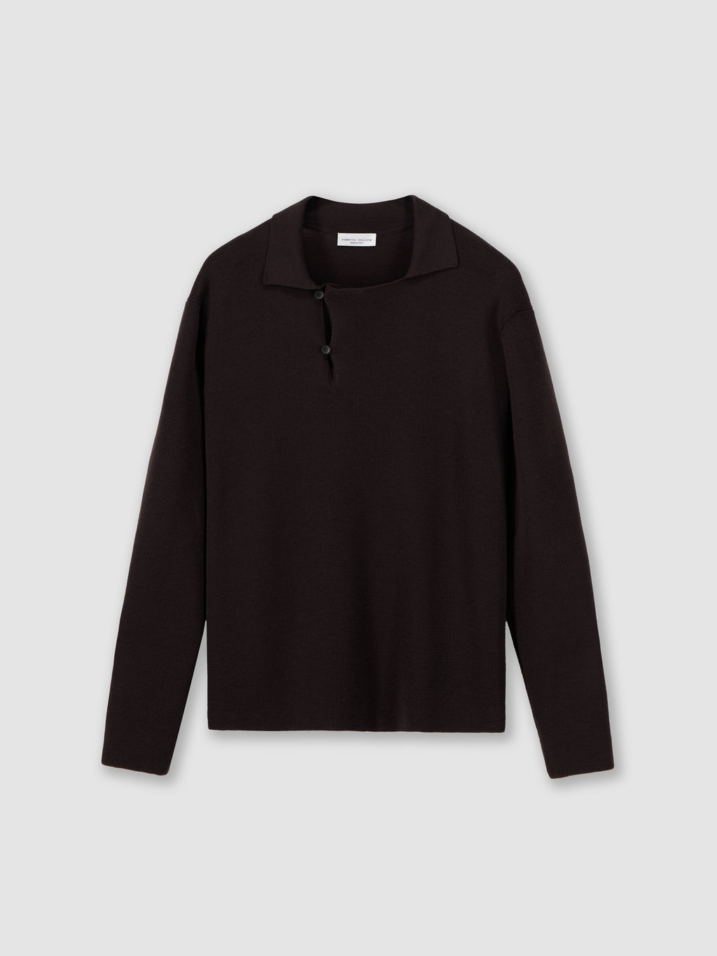 Polo in lana merino con collo asimmetrico