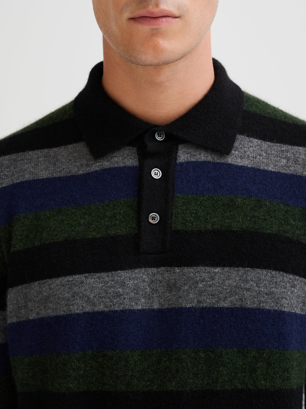 Polo a righe in cashmere e seta