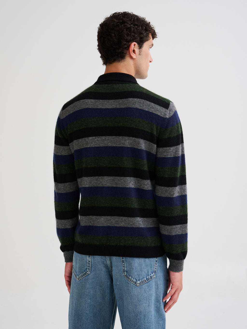 Polo a righe in cashmere e seta