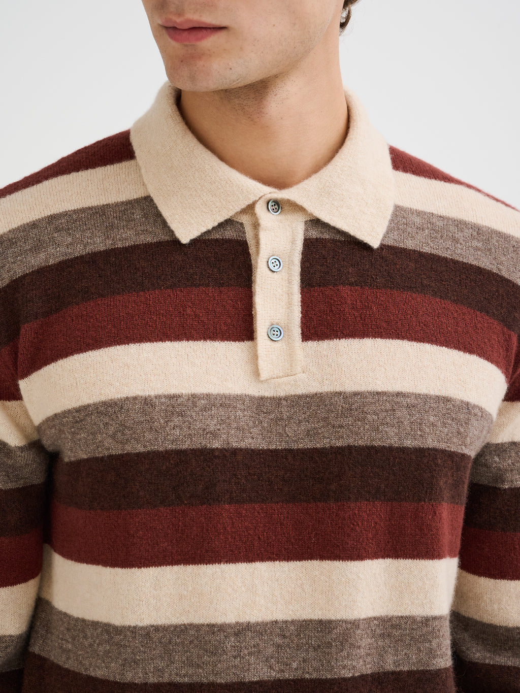 Polo a righe in cashmere e seta