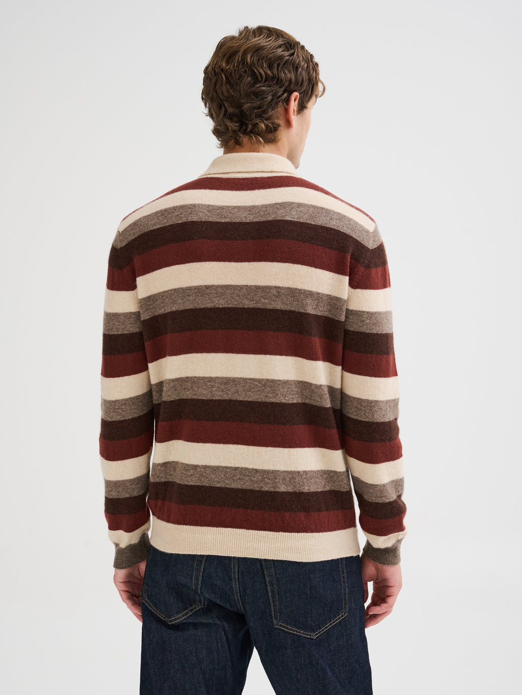 Polo a righe in cashmere e seta