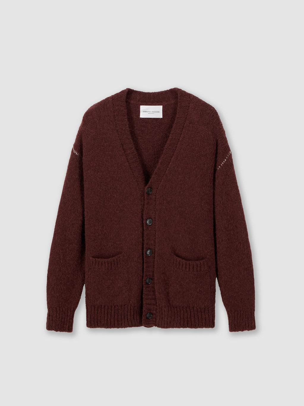 Cardigan con cuciture a contrasto in alpaca