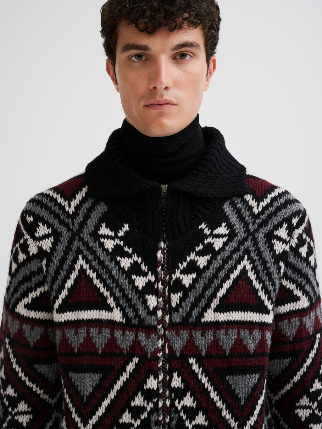 Giacca jacquard in lana e cashmere