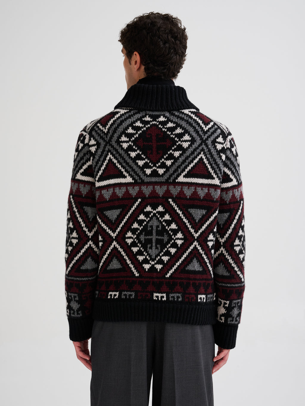 Giacca jacquard in lana e cashmere