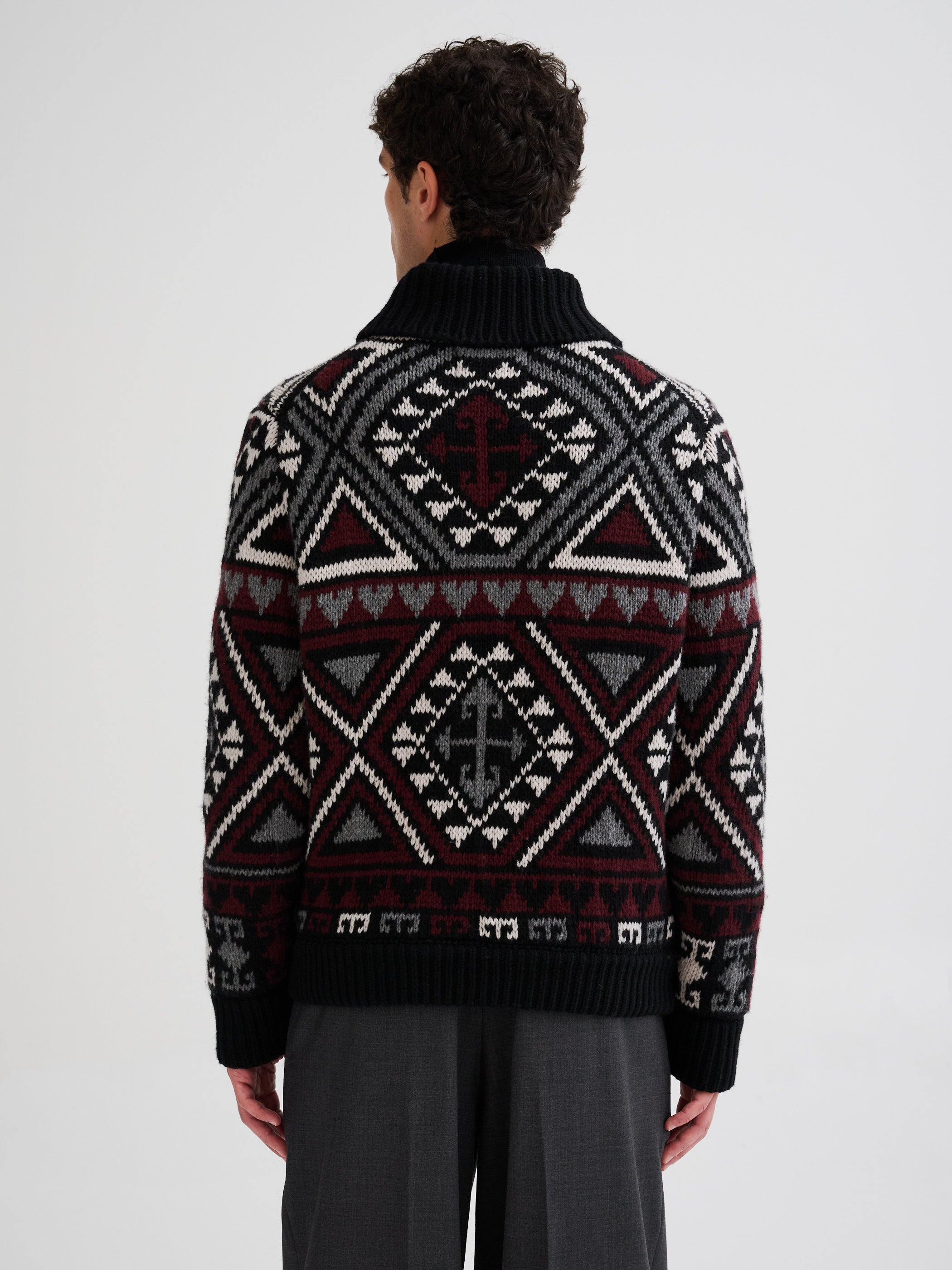 Giacca jacquard in lana e cashmere