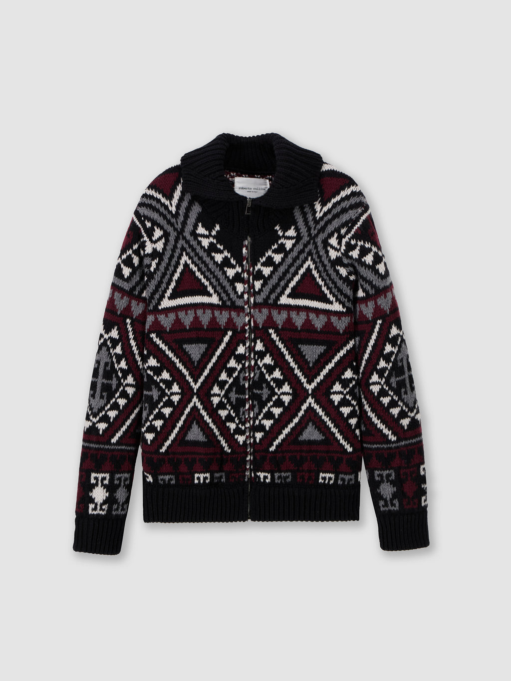 Giacca jacquard in lana e cashmere