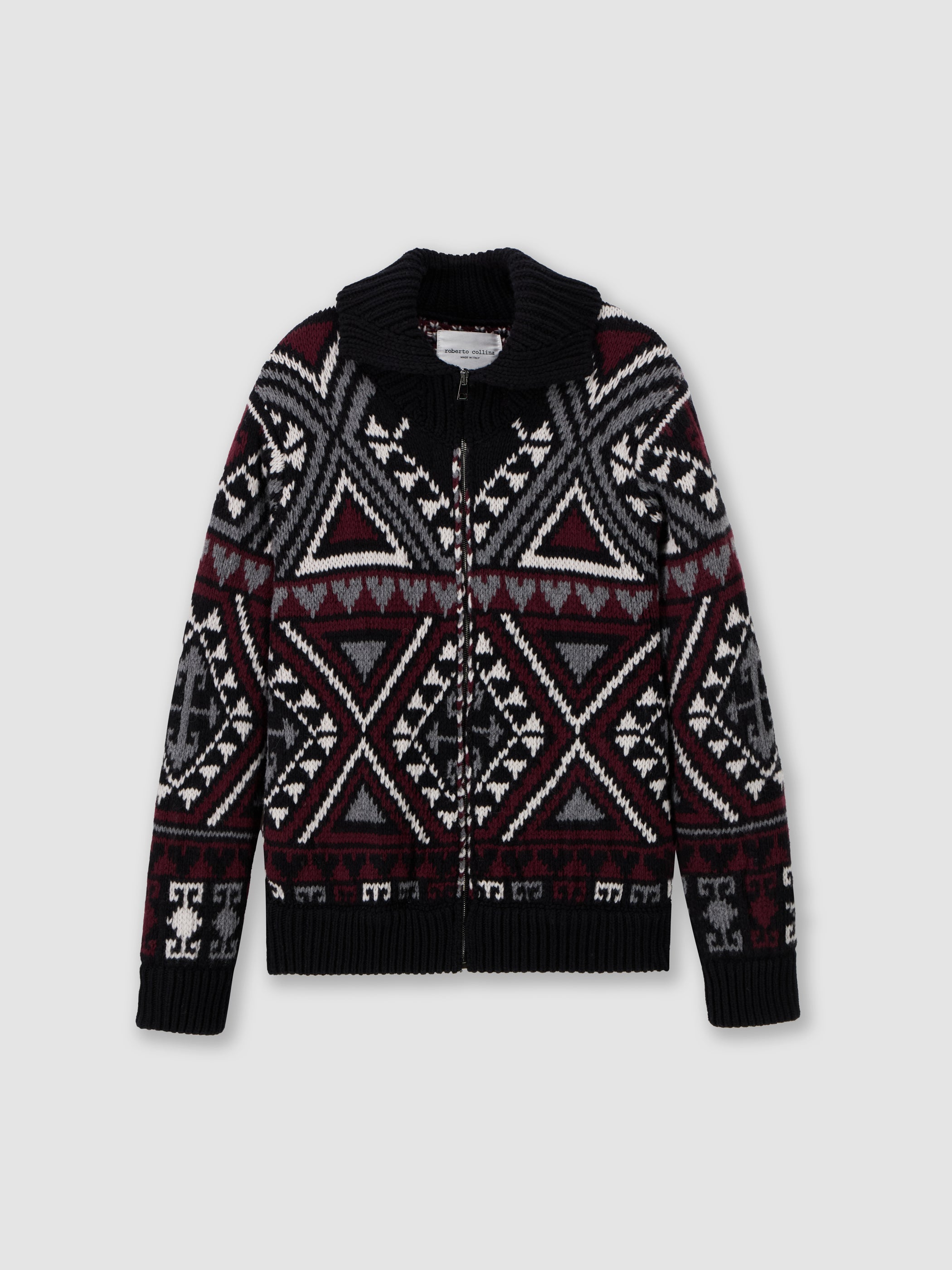 Giacca jacquard in lana e cashmere