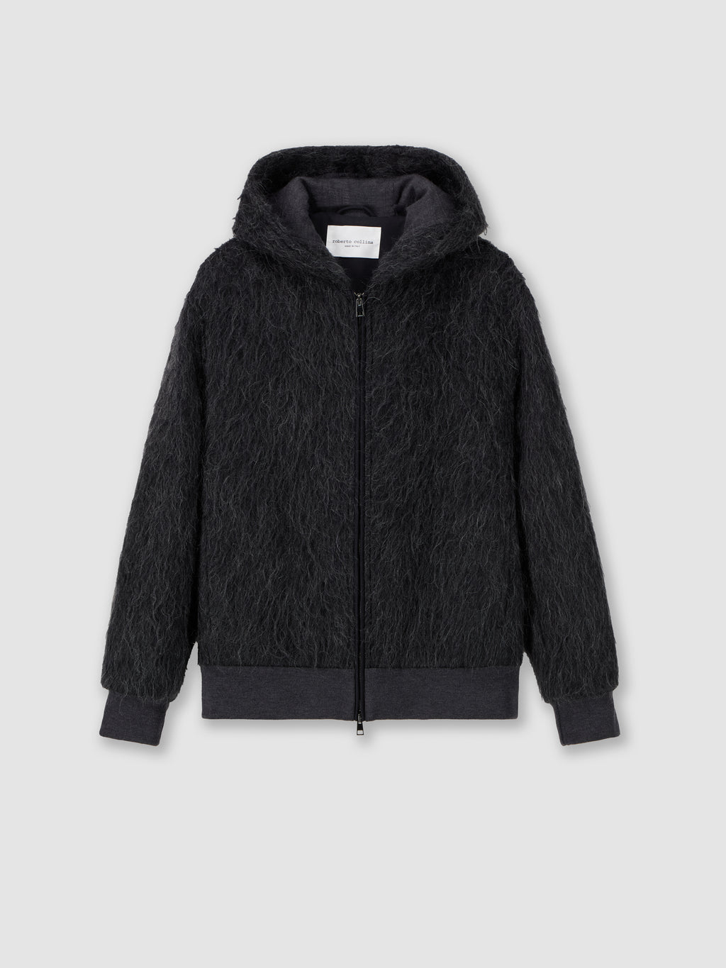 Giubbotto con cappuccio in lana e alpaca