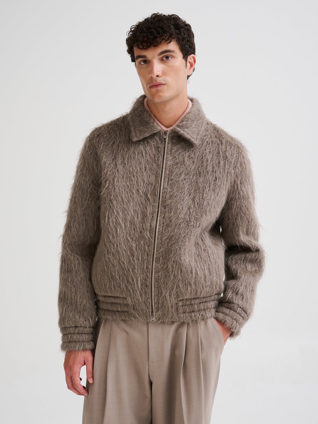 Hooded wool and alpaca jacket