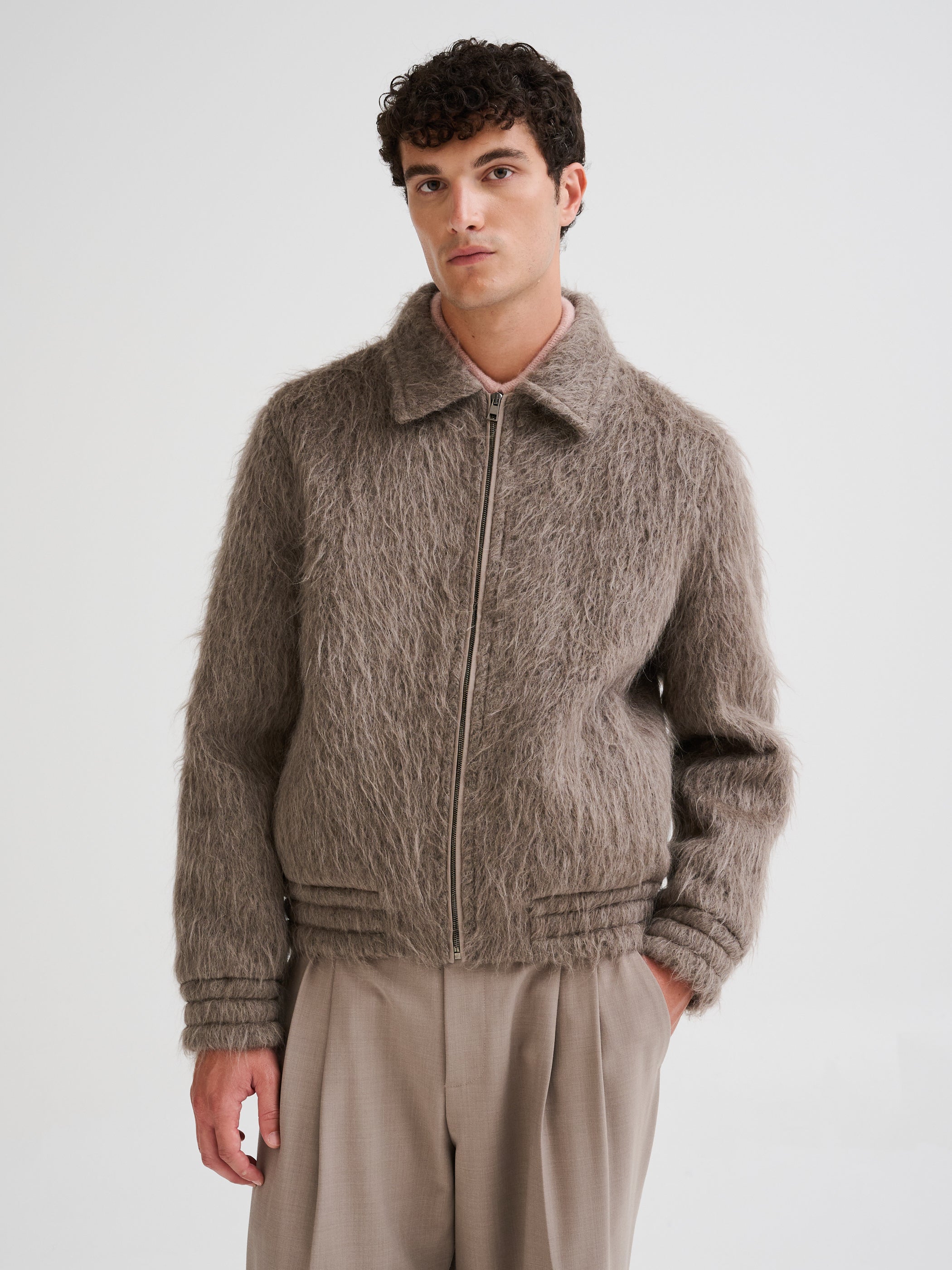 Hooded wool and alpaca jacket
