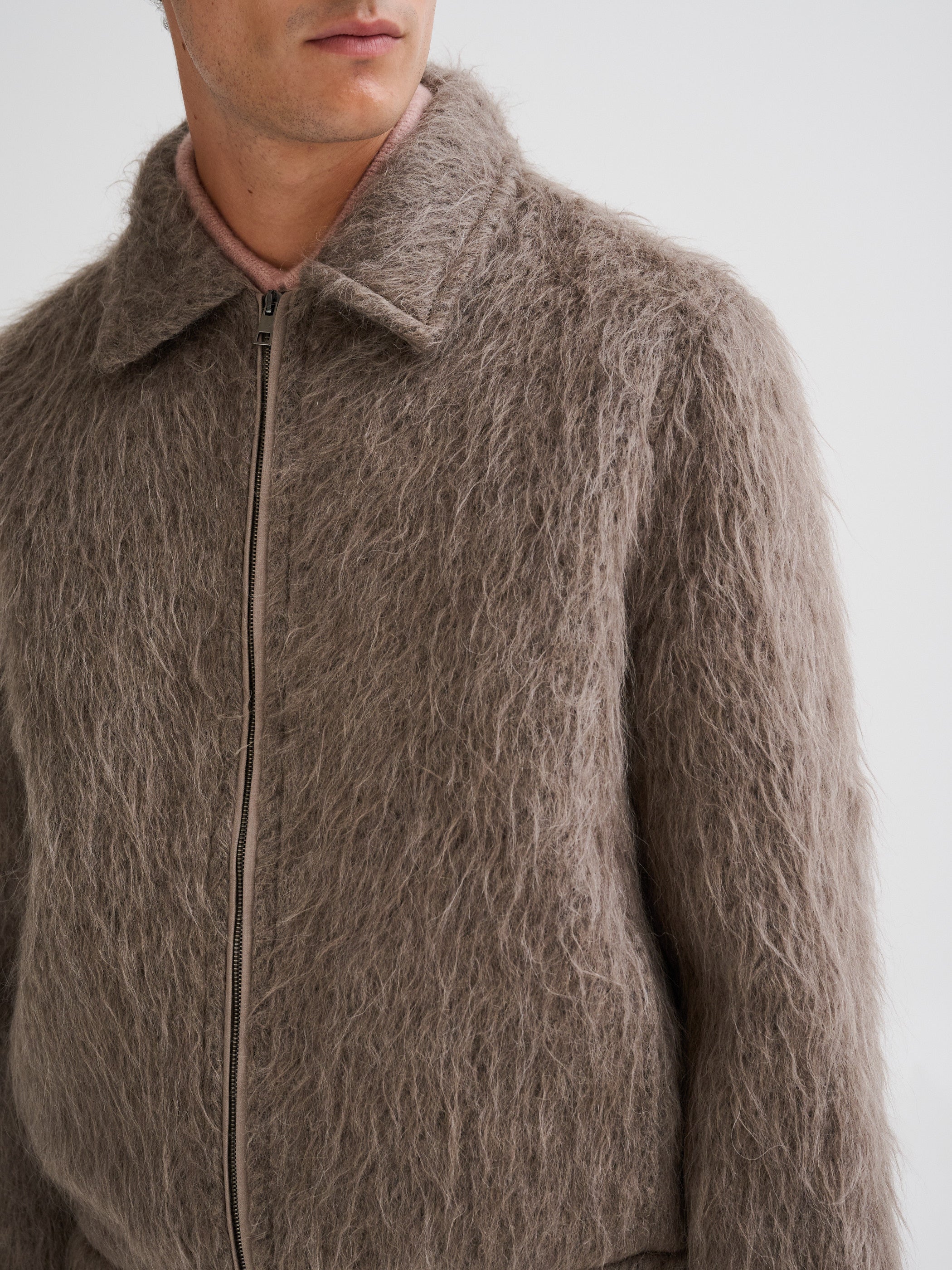 Hooded wool and alpaca jacket
