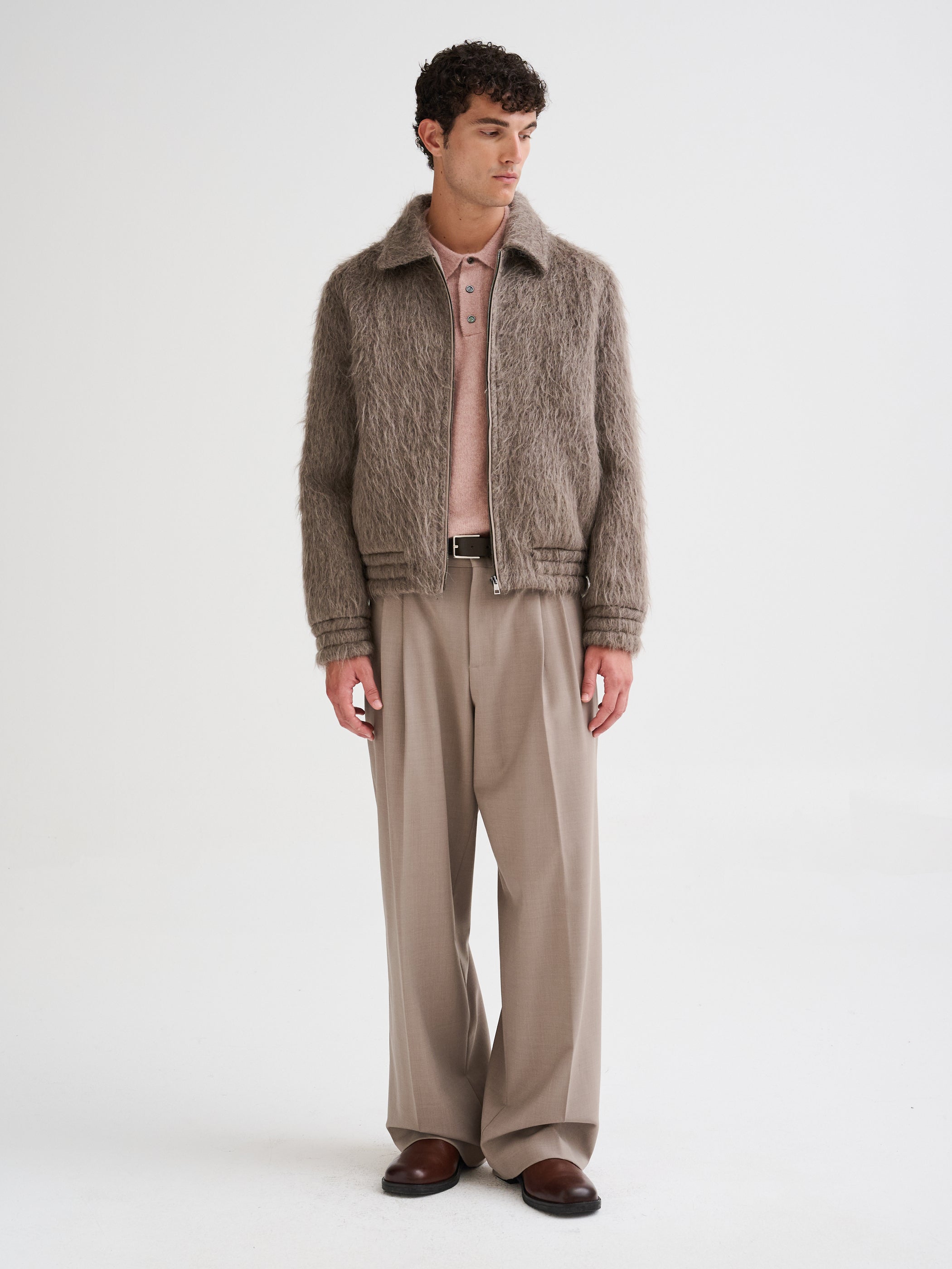 Hooded wool and alpaca jacket