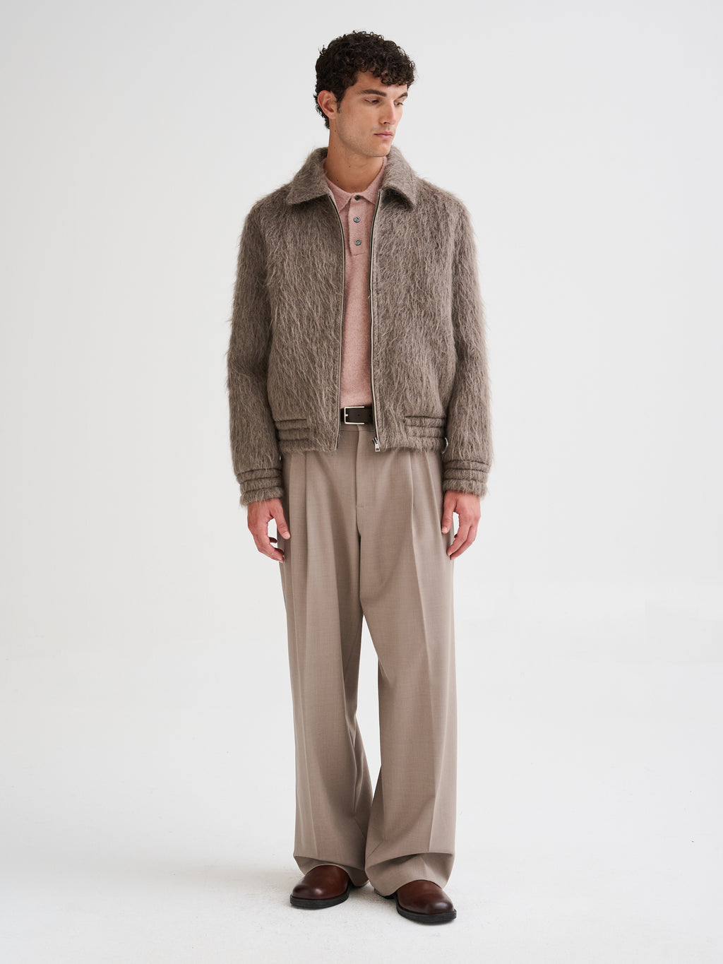 Hooded wool and alpaca jacket