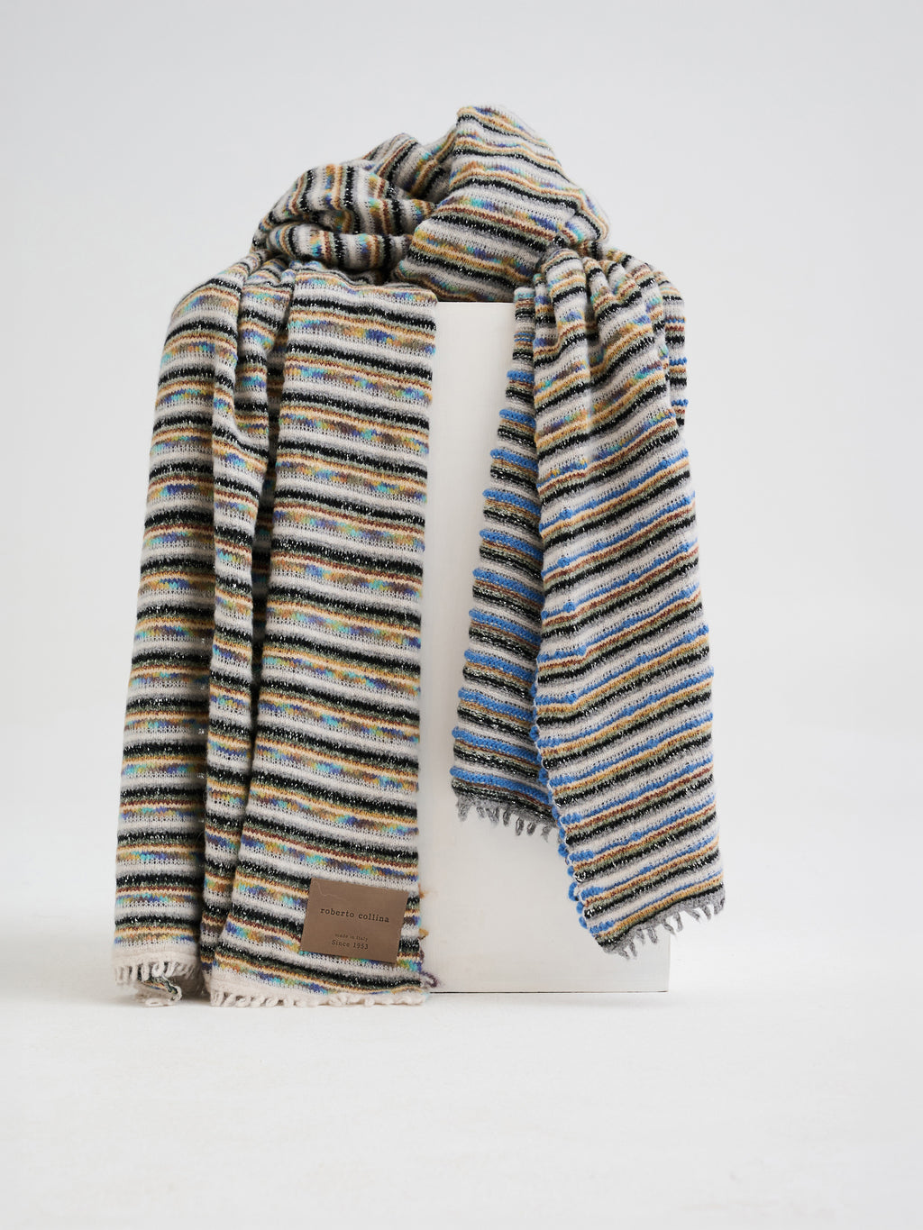 Coperta multicolor in filati d'archivio