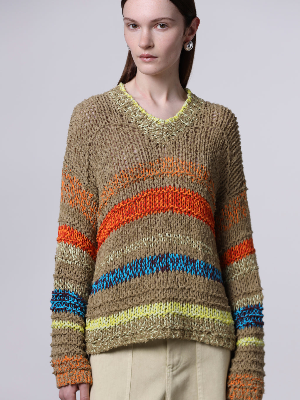 Maglia mix di punti rigata