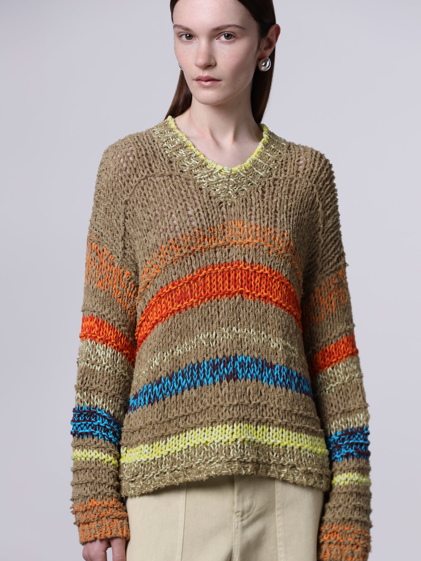 Maglia mix di punti rigata