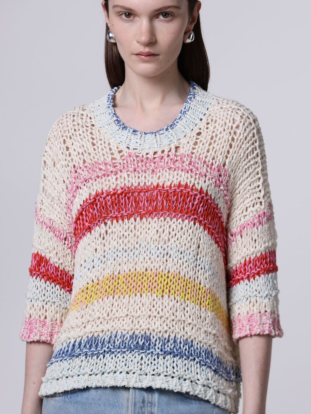T-shirt mix di punti rigata