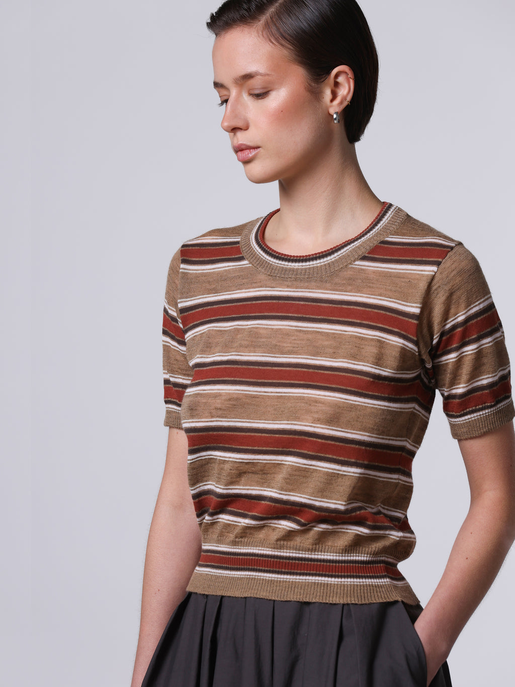 T-shirt in maglia rigata