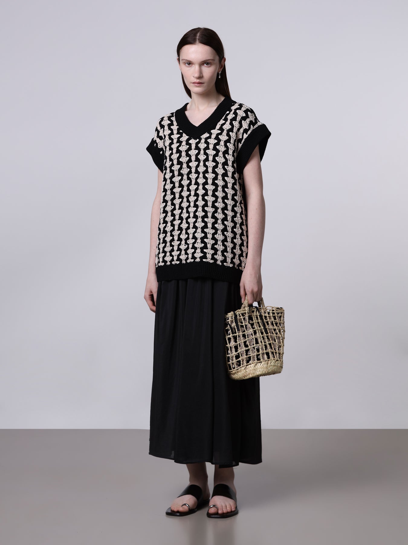 Mini borsa in paglia con pochette