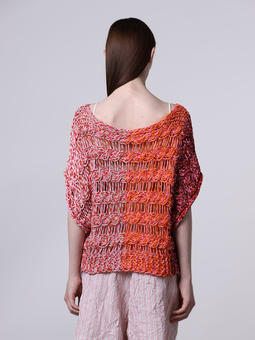Top punto treccia multicolor