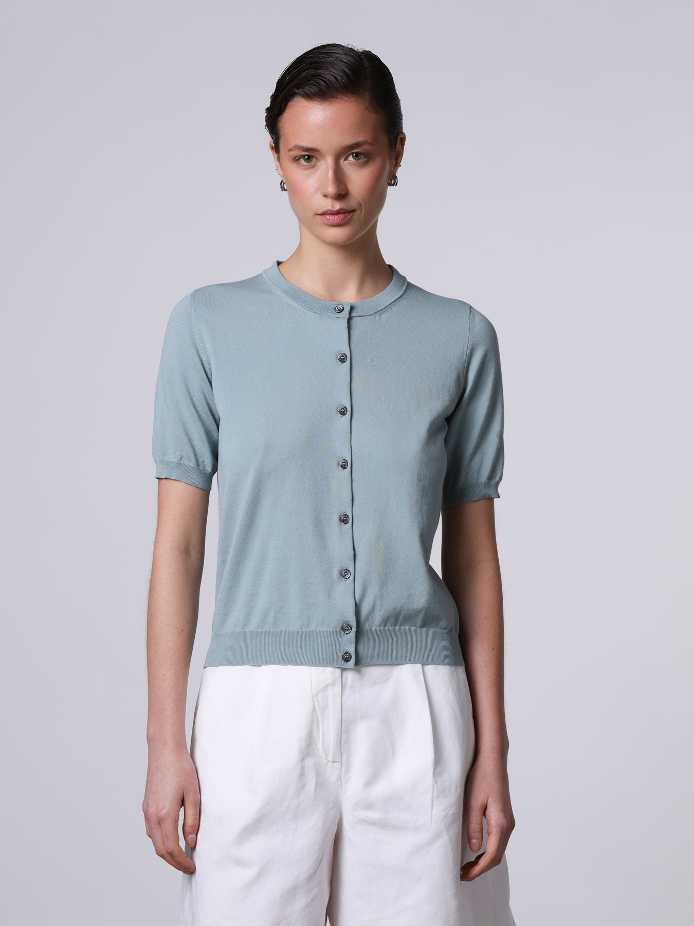 Cardigan a manica corta in maglia