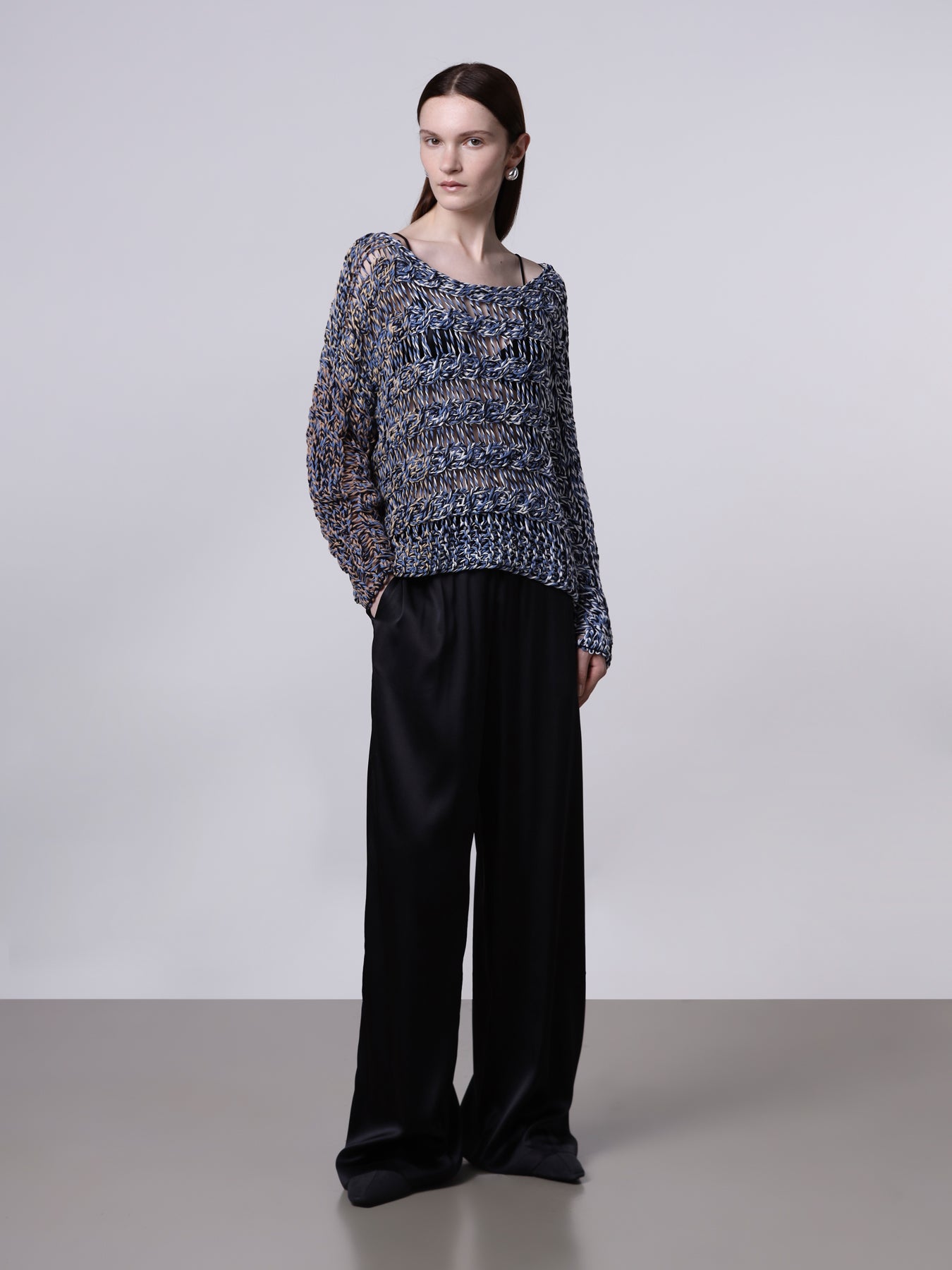 Maglia punto treccia multicolor