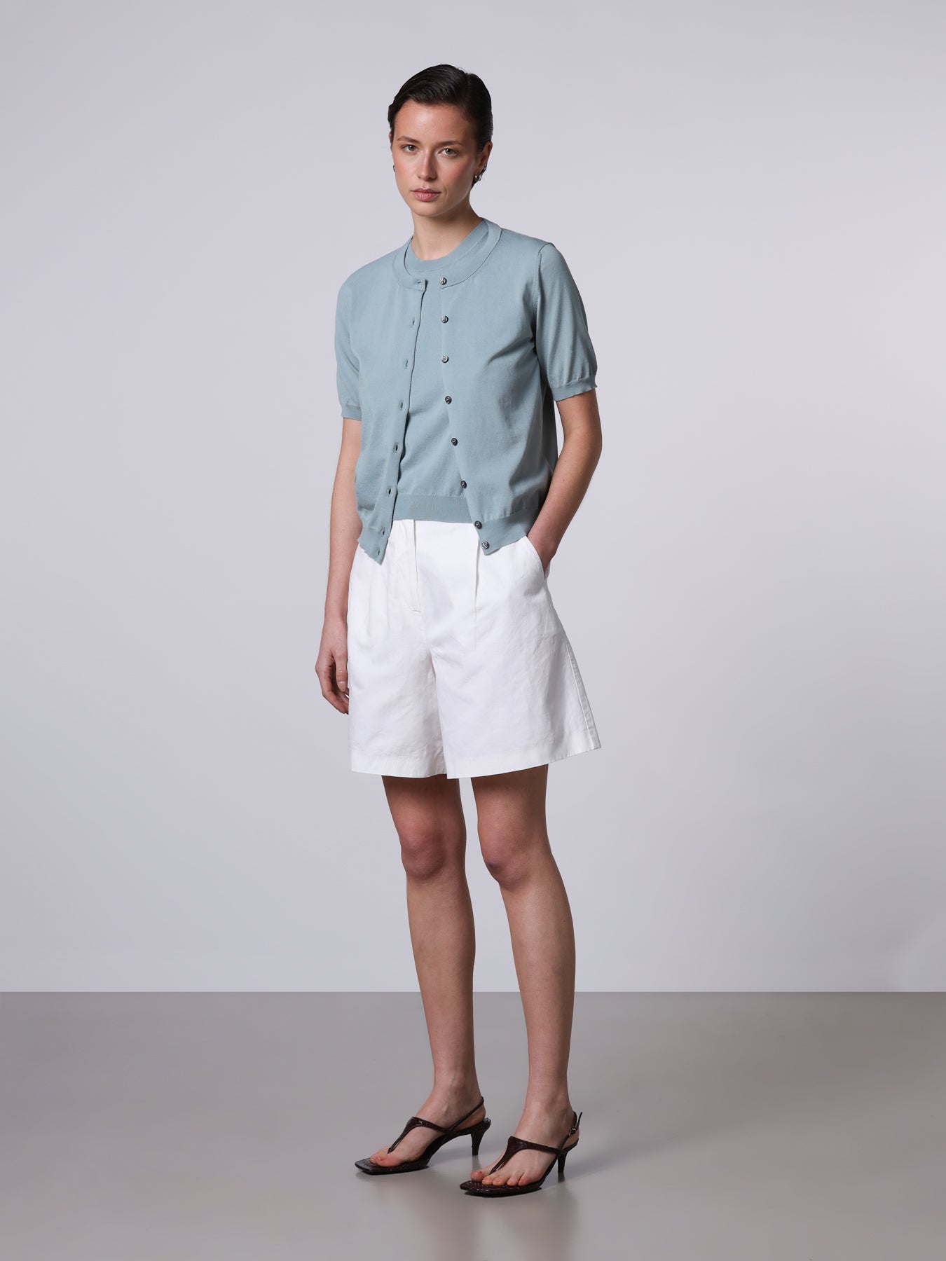 Cardigan a manica corta in maglia