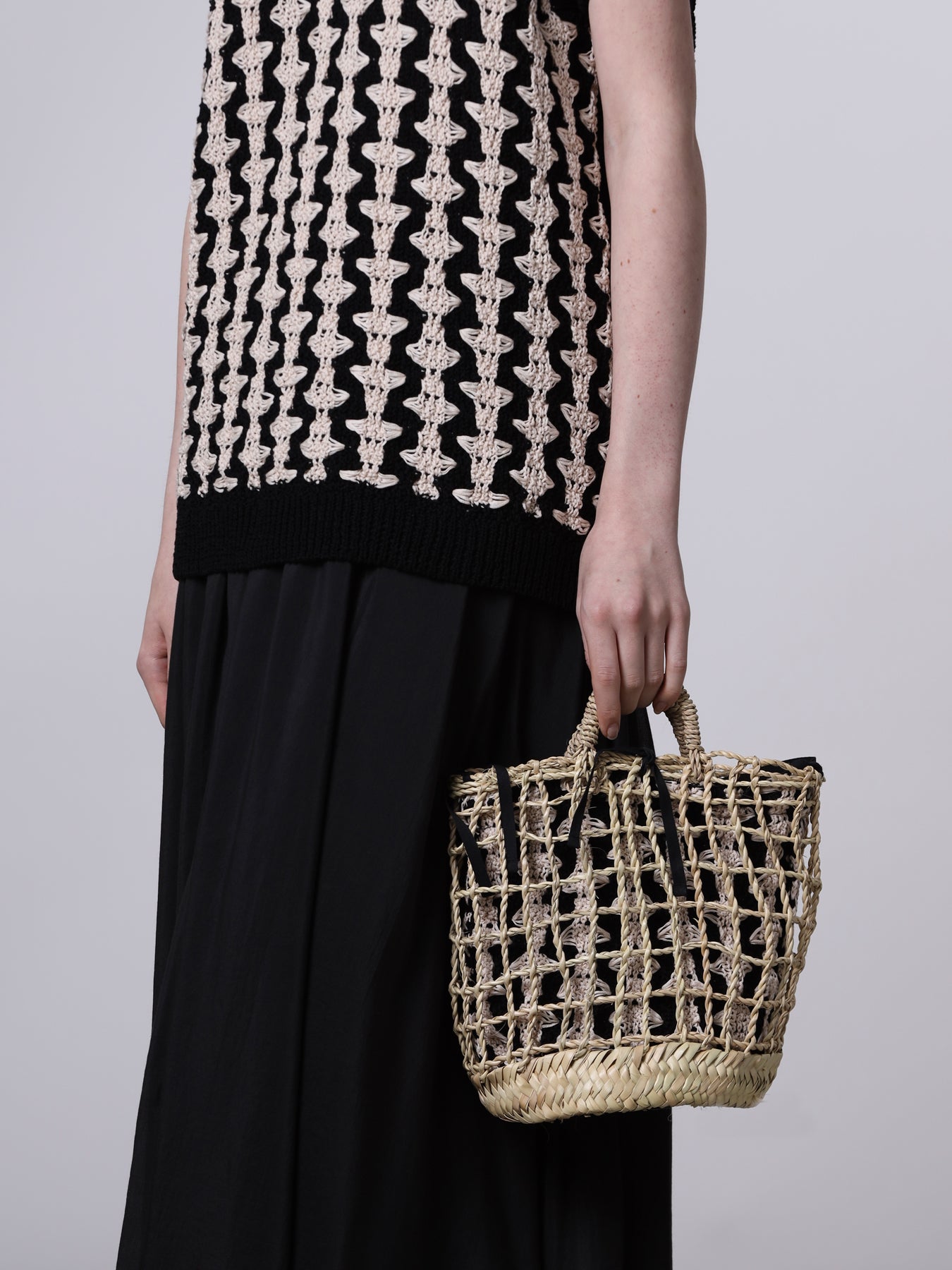 Mini borsa in paglia con pochette