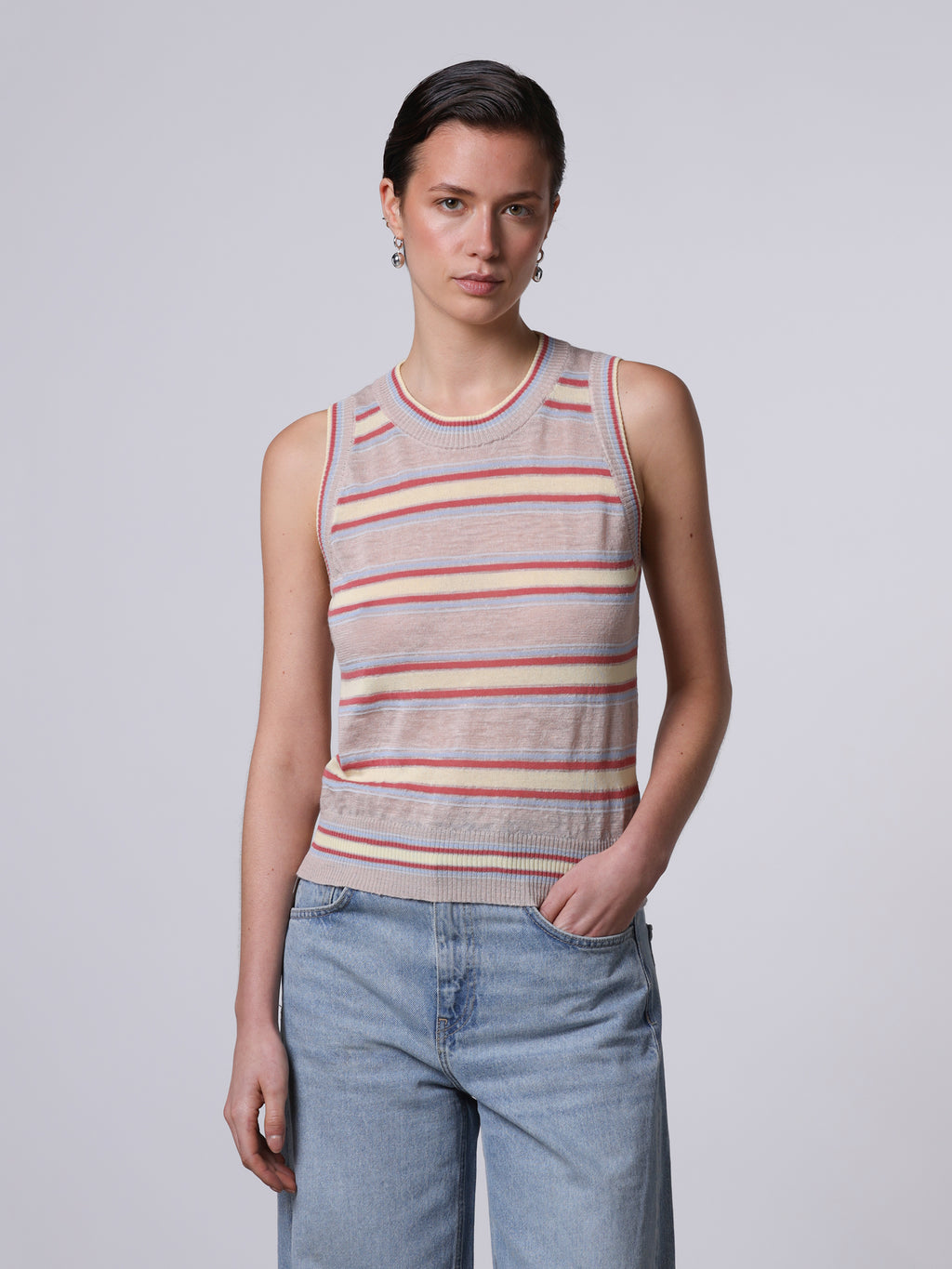 Top in maglia rigato