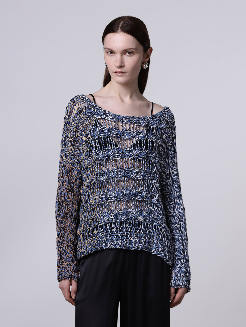 Maglia punto treccia multicolor