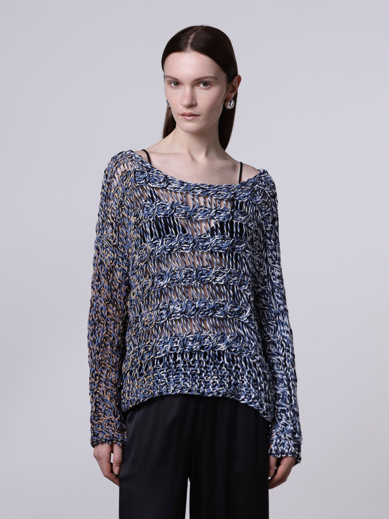 Maglia punto treccia multicolor