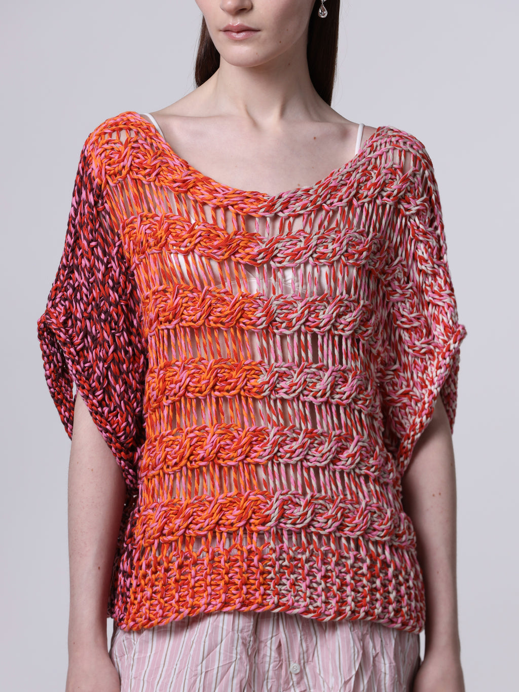 Top punto treccia multicolor