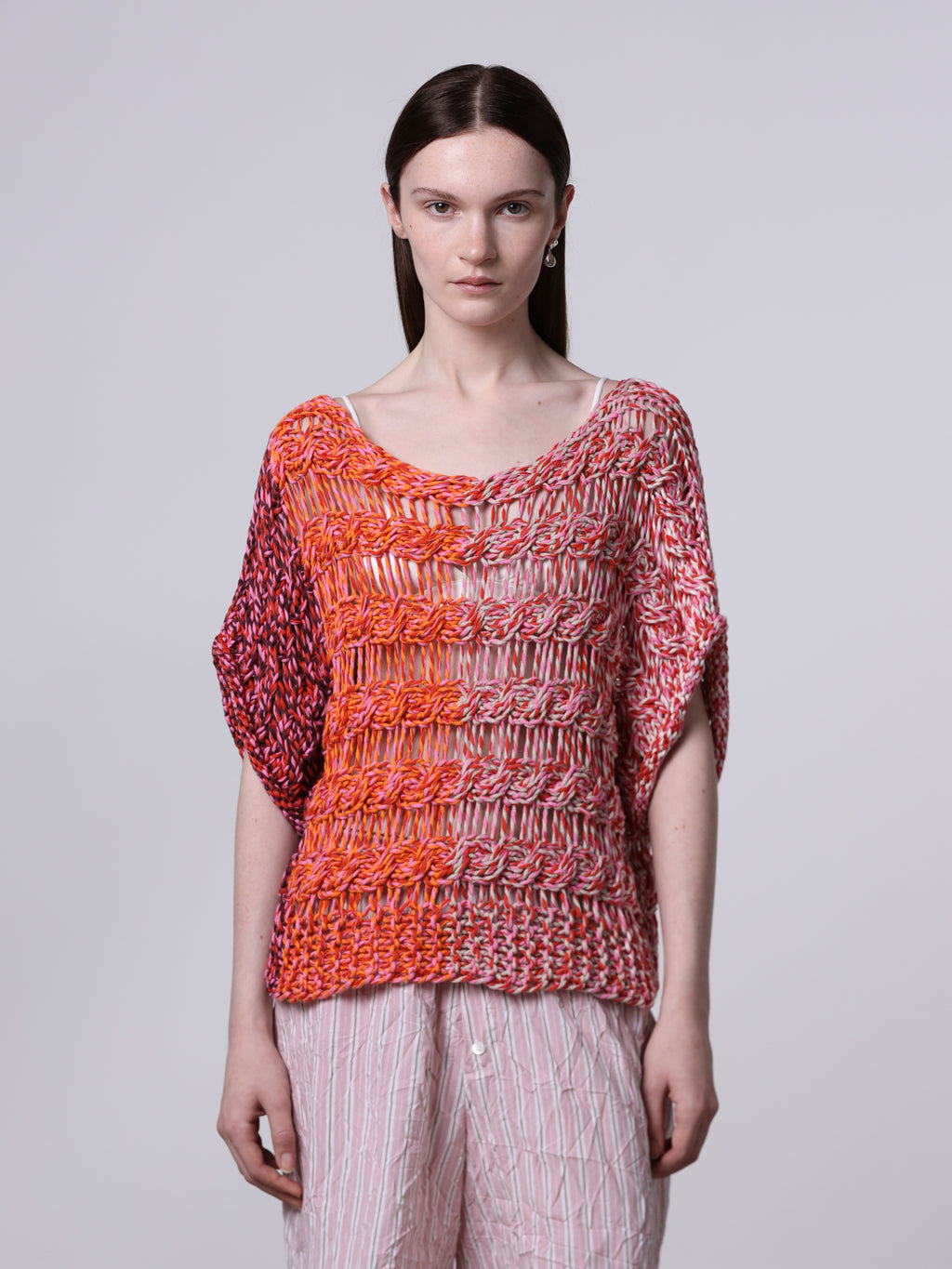 Top punto treccia multicolor