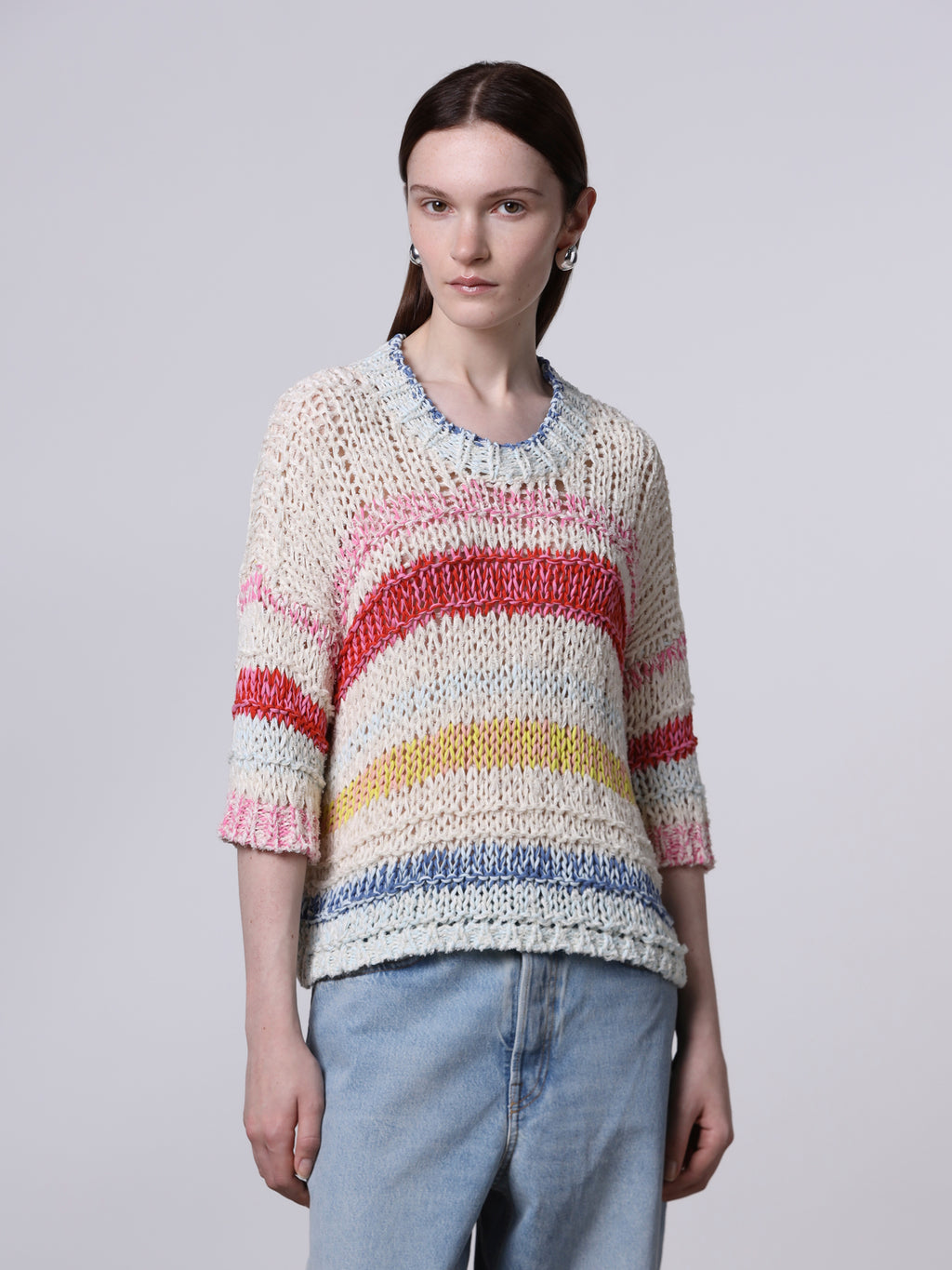 T-shirt mix di punti rigata