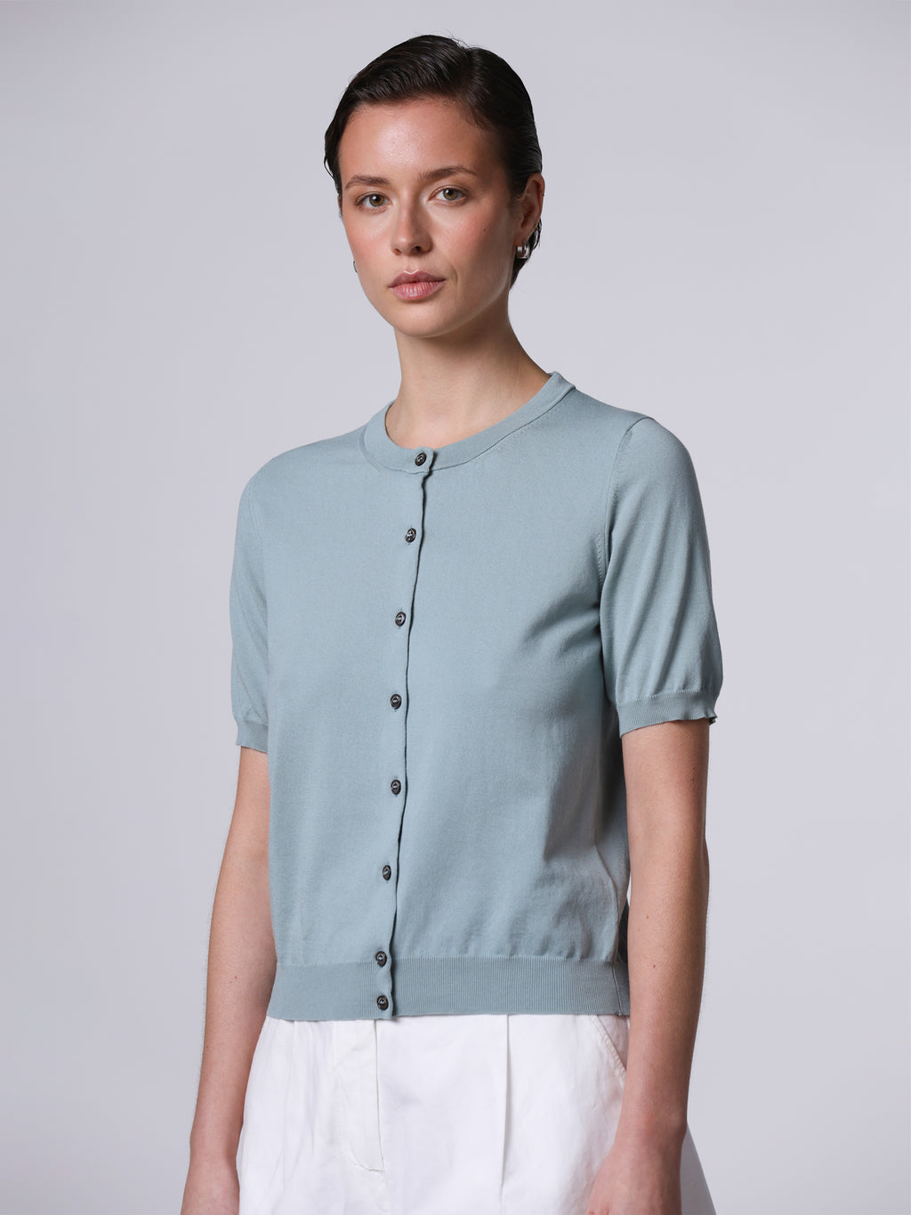 Cardigan a manica corta in maglia