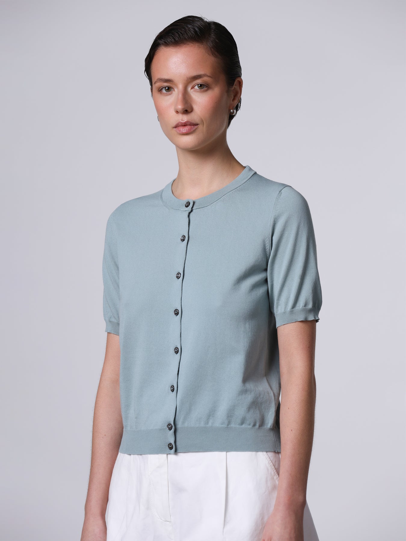 Cardigan a manica corta in maglia