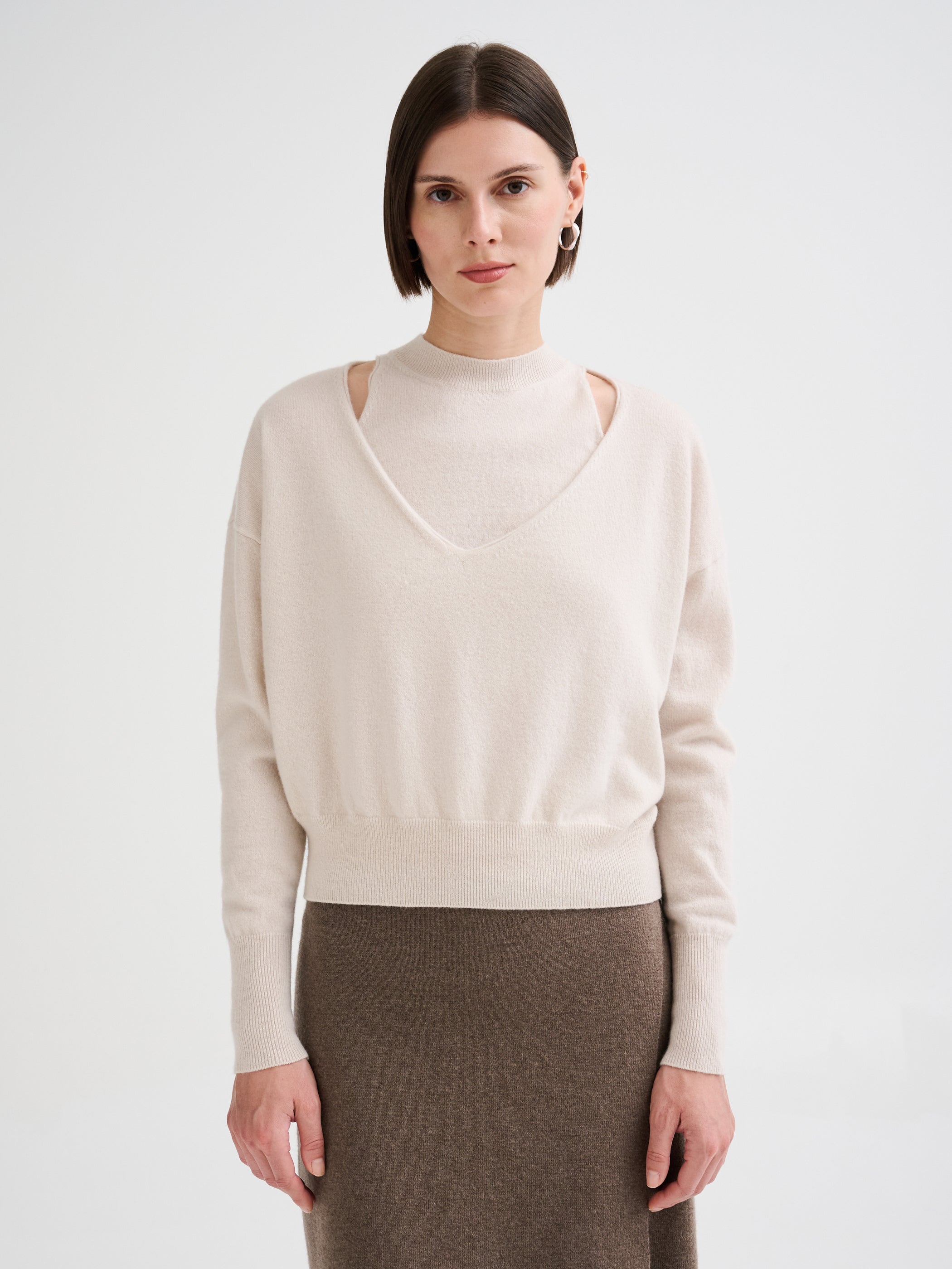 Scollo a V in lana merino e cashmere